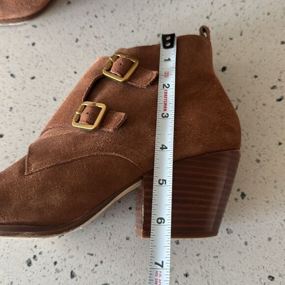 Michael Michael Kors Loni Ankle Bootie Luggage Suede Leather Western heel Size 8 - Picture 7 of 12